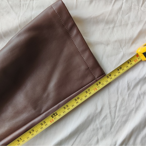 NWT Dynamite Utility Faux Leather Straight Leg Pants in brown french roast - Picture 9 of 12